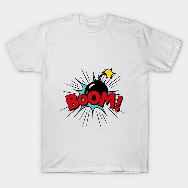 Boom! Comic Book  Pop Art T-Shirt by InshynaArt